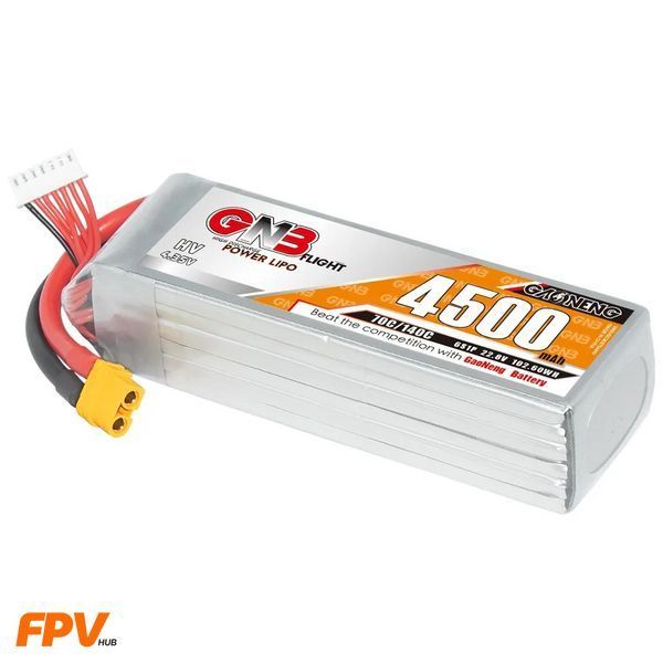 Литий-полимерный аккумулятор высокого напряжения GAONENG GNB 6S 22.8V 4500mAh 70C LiPo XT60 купить в Украине GAONENG GNBLiHV6S22.8V4500LiPoXT60 фото
