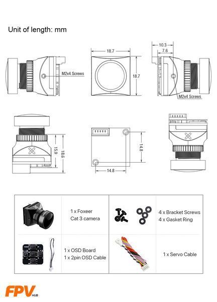 Нічна FPV камера Foxeer Mini Night Cat 3 1200TVL 0.00001lux IR Sensitive Night Vision Camera 850nm IR Light HS1262 фото